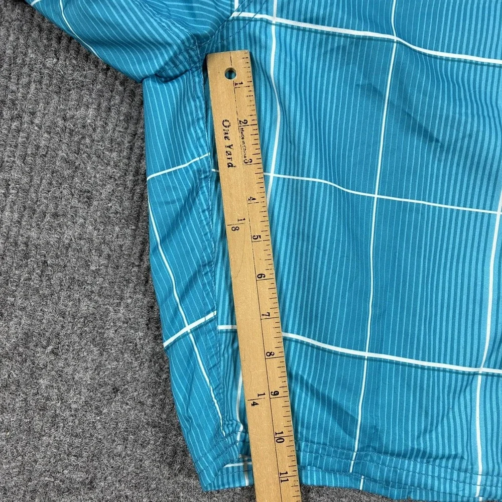 Op Board Shorts Mens Size 3XL Aqua Blue Plaid Swim Trunks Mesh Lined Pockets